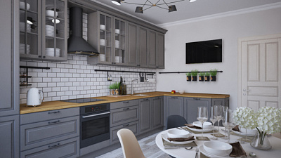 Кухня угловая Грей нубук - Блекбери